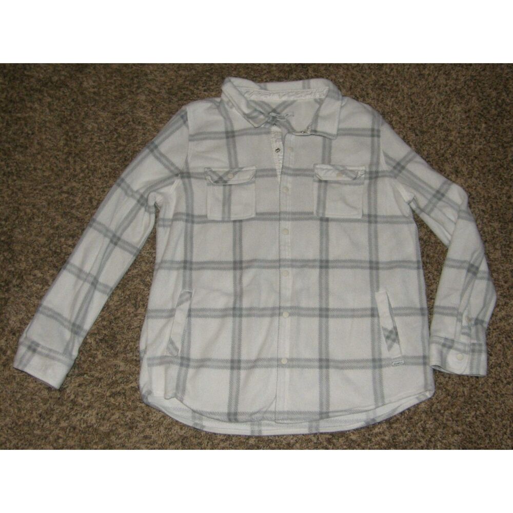 O'NEILL Mens Sz Large/XL Plaid Snap Front Long Sleeve Soft Fleece Shirt Pockets